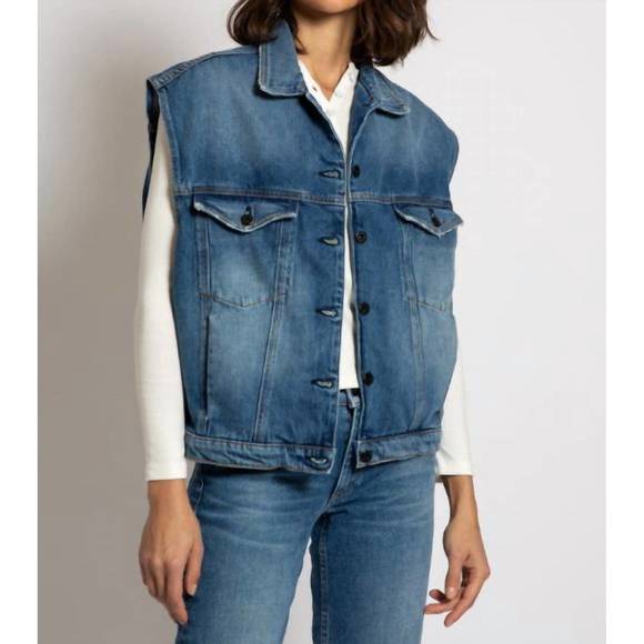 NEW ASKK NY oversized denim vest in bogart